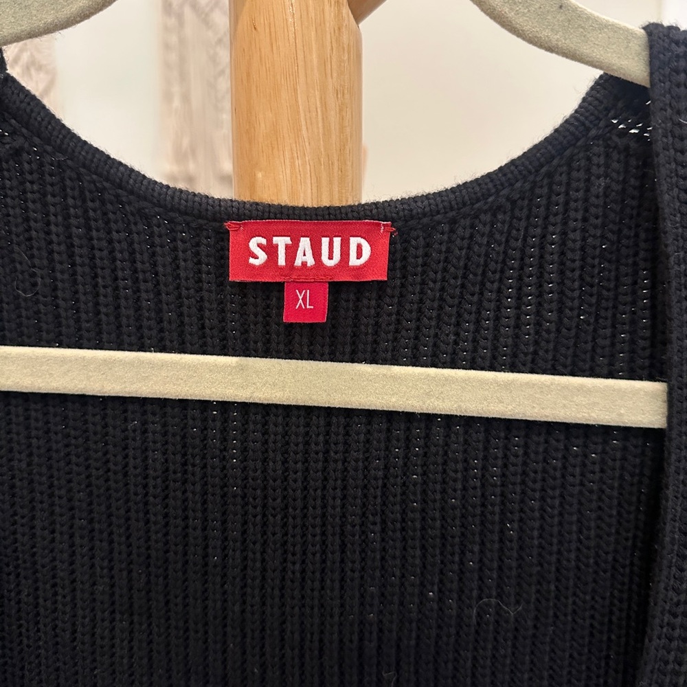 Staud Camden Dress XL Black Rib Knit Bustier Midi Dress Stretch NWT - Picture 5 of 8